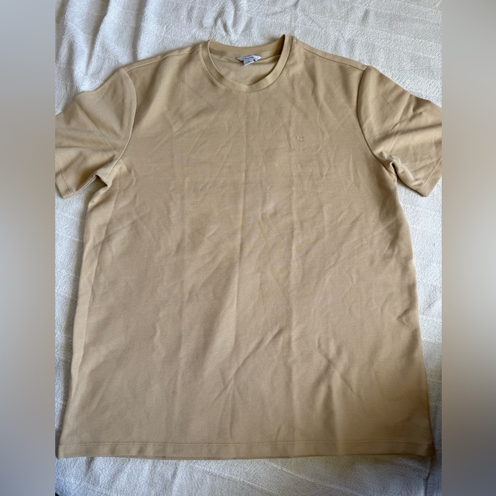 Calvin Klein Short Sleeve Crew Tee in Beige
